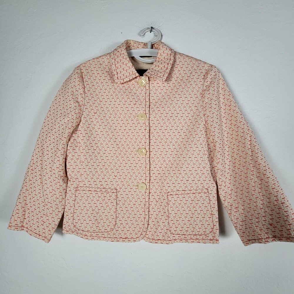 Weekend Max Mara Womens Sz 6 Italy Coral Pink Stitch Button Down Jacket